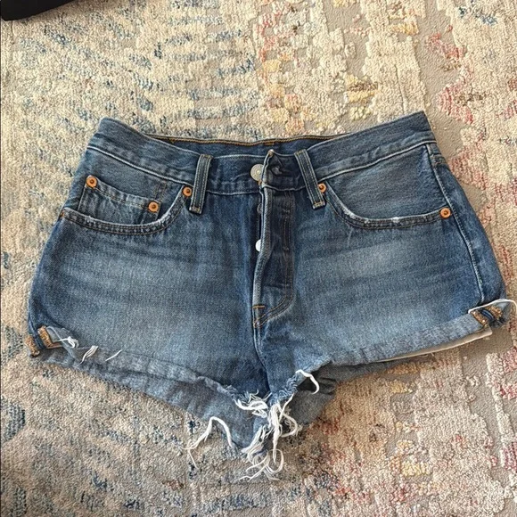 Levi's Blue Jean Shorts Distressed Cut-Off Style - Picture 1 of 4